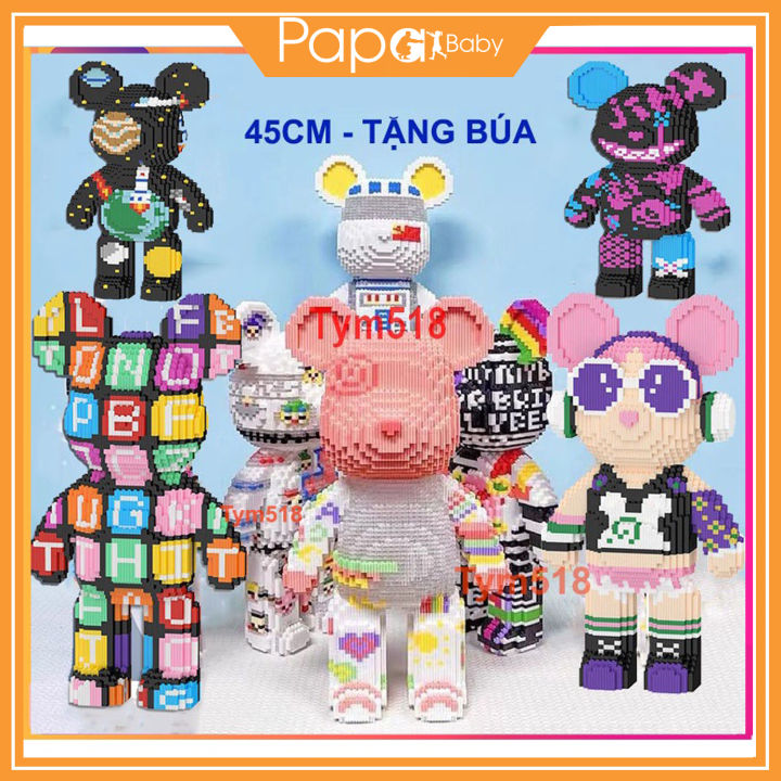 Lego Bearbrick 45 cm mẫu Xinz, lego gấu bearbrick 45cm có búa, lego ...