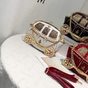 New trendy fashion womens bag creative design embroidered carriage bag chain bag shoulder bag crossbody bag T16#