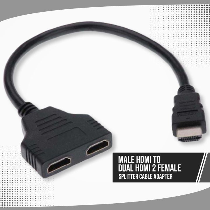 Male HDMI To Dual HDMI 2 Female Splitter Cable Adapter for