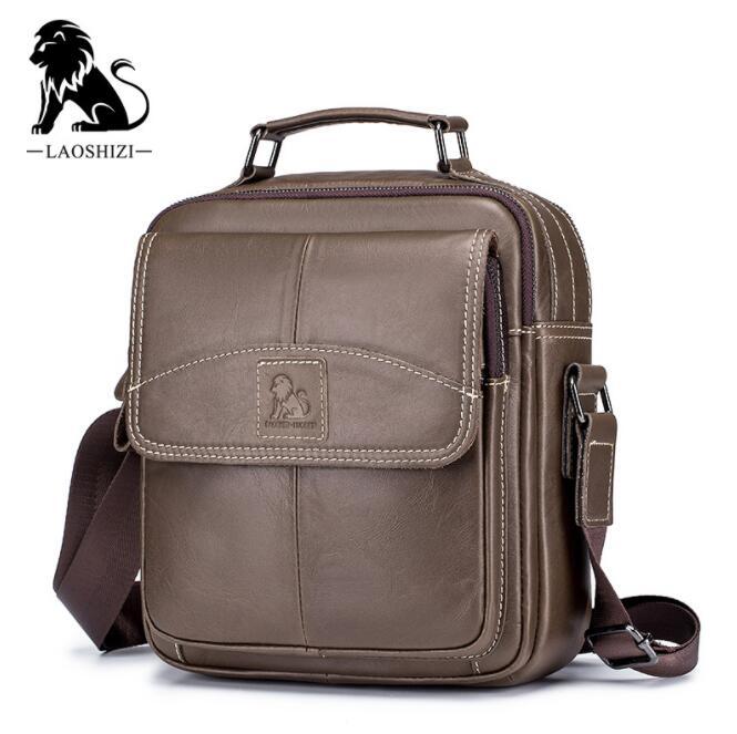 LAOSHIZI LUOSEN 100% Genuine Leather Shoulder Messenger