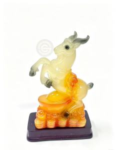 CARRISWERTE Lucky Zodiac Goat ResinStatue 15cm | Wealth Prosperity Home Office Decor 3 Designs: Treasure Basin / Gold Ingot / Gourd