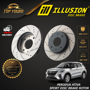 PERODUA ATIVA 1.0 FRONT (DEPAN) DISC BRAKE ROTOR SPORT SLOTTED & DRILLED