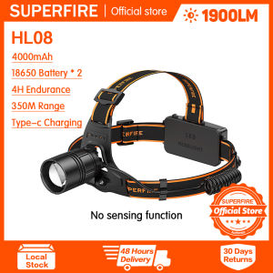 Superfire HL50 ánh sáng mạnh đèn pha có thể sạc lại ABS xách tay Đèn pha LED chống nước siêu sáng nhiều chế độ zoom Đèn Pha Đi Bộ Ngoài Trời câu cá