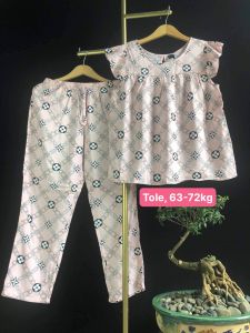 (63-75kg size trên hình) Đồ bộ bigsize dài tole/lanh.