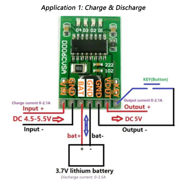 4 in 1 Discharger Battery Indicator Module DC 5V 2.1A for Lithium ...