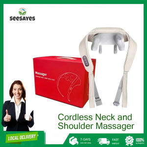 Neck Shoulder Massager with Heat Cordless 6D Shiatsu Deep Kneading for Pain Relief Wireless Rechargeable Back Massager