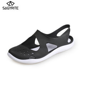 SAGYRITE รองเท้าแตะหน้าร้อนสำหรับผู้หญิงรองเท้าชายหาดรองเท้าแห้งเร็วรองเท้าเจลลี่สำหรับผู้หญิงรองเท้าส้นเตี้ย