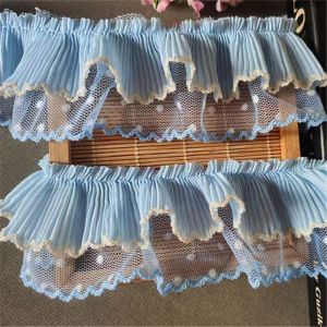 MIRELINA 5CM Viền ren Hai lớp Tự làm đồ may mặc Vải ren chiffon Viền váy Ren lưới xếp ly Phụ kiện may vá