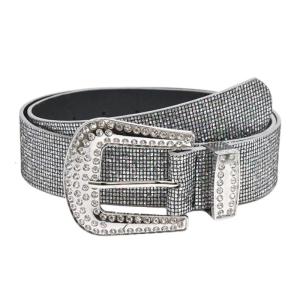 Rhinestones Waist Belt Shimmering Designs Elegant Pin Buckle Waistband for Women Men Evening Party Dress and Everyday Use