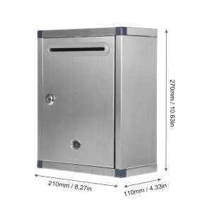 HOL 100% 304 Stainless Steel Mail Letter Post Storage MailBox Outdoor Waterproof Lockable Mailbox Wall Mount