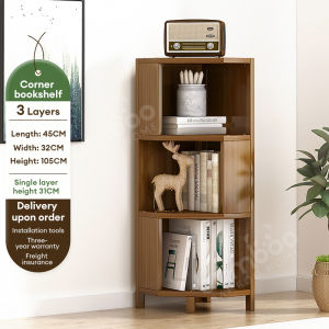 Bamboo Bookshelf 3/4/5 Layers Storage Rack Buku Petak Simple Corner Book Rack Storage Rack 转角书架