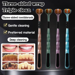Three-Sided Toothbrush With Soft Bristles Adult Kids Toothbrushes Manual Tongue Scraper Deep Cleaning Oral Care Tool