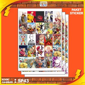GAMBAR STICKER ONE PUNCH MAN / STIKER ONE PUNCH MAN / PAKET STIKER ONE PUNCH MAN PER 25 PCS / KODESP43