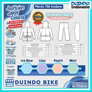 Duindo | Jas Hujan Plevia 758 Andara Pria & Wanita Jaket Celana Mantel