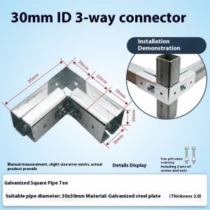 YONUO Bền thép mạ kẽm Đầu nối ống vuông Doanh cho lắp ráp dễ dàng mà không cần hàn hoặc khoan