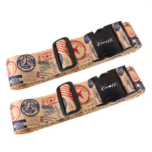 Teeoff Luggage Straps 2 Pack Suitcase Belts Travel Bag Accessories Adjustable (Stamp- 2 Pack)