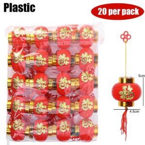 20 cái/gói 5Cm Màu Đỏ Trung Quốc Đèn Lồng Với Vàng Fu Nhân Vật Tự Làm Lễ Hội Mùa Xuân Đảng đồ trang trí treo 2025 Năm Mới Đèn Lồng