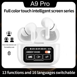 Newest A9 Pro Smart Touch Screen Bluetooth Earphone ANC Noise Cancelling Wireless Bluetooth Earbuds with LCD DisplayWireless Earphone pro2 Stereo Sports Headphones for All phone