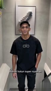 [210g oversized] mens distro short T-shirt Alo Silver (original) round T-shirt pure black T-shirt Alo mens distro original T-shirt Distro .C