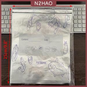 N2HAO 10 cái túi công suất lớn nhôm lá thực phẩm Túi rò rỉ tủ đông an toàn nhà bếp túi tươi giữ tươi Túi khóa có thể tái sử dụng