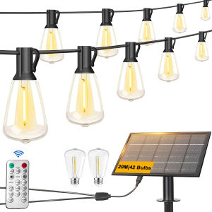 20M 42Bulbs 2 In 1 LED Solar String Lights Outdoor Waterproof Patio Lights Garden Solar Lights