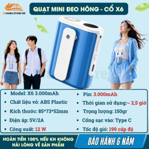 Quạt Đeo Thắt Lưng Zlife Pin 30.000mAh Dùng 30 Tiếng Quạt Đeo Hông Cổ Tích Điện Kiêm Sạc Dự Phòng