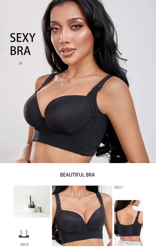 Women Deep Cup Bra Hide Back Fat Underwear Shpaer Incorporated Full Back  Coverage Plus Size Push