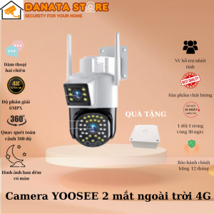 (Mẫu 2026) Camera dùng sim 4G Yoosee 2 MẮT XEM 2 MÀN HÌNH 18.0MPX xoay 360 độ xem đêm có màu hỗ trợ đàm thoại 2 chiều