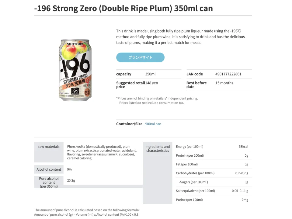 Assorted Suntory -196 Strong Zero Japanese Mixed Cocktail Can Beer