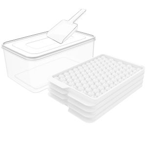 【🚀SG】104-grid round ball ice tray 4-piece set made of food-grade PP material with storage box + ice shovel 圆形冰格4件套 快速冰格