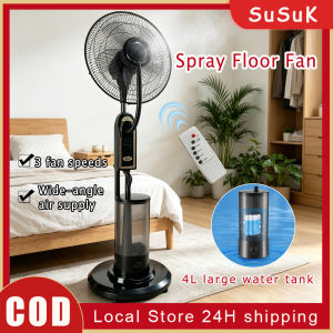 Spray Fan Mist Floor Fan Moving Mister Fan With Remote Control With 4L Capacity Tank  3 Cooling Speeds For Factory Warehouse Restaurant Hotel School Large Wind Mute