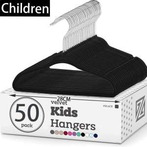 Velvet Hanger for Kids 50 Packs 29 cm Non-Slip Premium Durable Ultra Thin Aesthetic Home Buddies Space Saving Velvet Hanger
