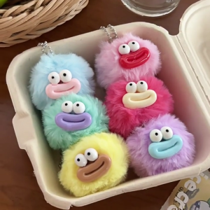 Cute Sausage Mouth Furry Balls Keychain Pendant Soft Plush Balls Bag Charm Backpack Ornament Fashionable Accessory Gift