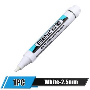Pen Marker Kepala Panjang Warna Putih 0.7/1.0/2.5mm Tahan Air Kapasiti Besar Alat Tulis