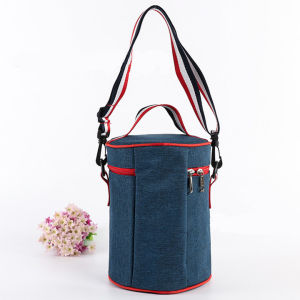 Túi vải jean CoOler đựng giữ nhiệt và bảo quản cà mên hộp cơm trưa văn phòng có lớp bạc cách nhiệt