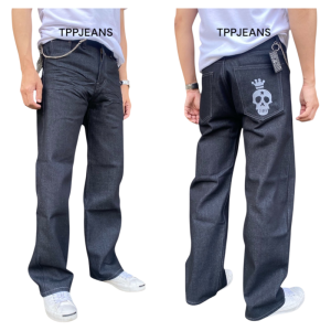 TPPJEANS KClassic Raw Denim กางเกงยีนส์ผ้าดิบสีเข้มทรงกระบอกใหญ่ คลาสสิค เฟดได้ 16oz. เป้าซิป ทรงสวย Size 28-36 รับชำระปลายทาง
