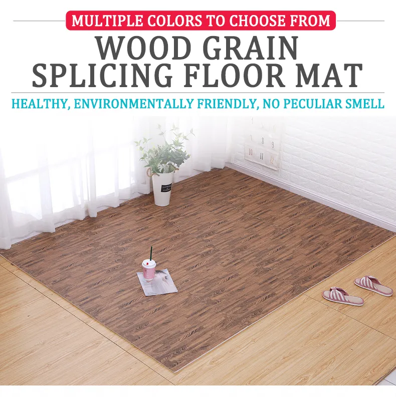 UNHO Premium Wood Grain Foam Floor Mats - 12-Pack Interlocking EVA Tiles
