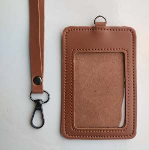 Name Tag ID Card Kulit Holder Lanyard Name Tag ID Card Kulit Muat 2 Slot Kartu Termurah NTS035