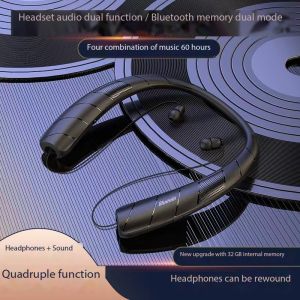 OACS Hot-selling Ultra-long Battery Life Wireless Bluetooth Headset Neck Hanging Neck Type Can Play Outside Audio Two-in-One Retractable
