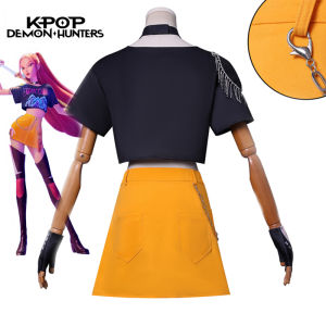 ZEEMIN Anime KPop Demon Hunters Mira Cosplay Costume Top Skirt Earrings Huntrix Uniform Halloween Party for Women Girls Carnival Suit