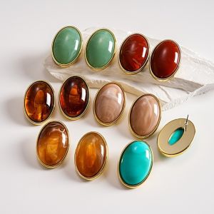 NOBLELYN Geometric Resin Dangle Earrings Irregular Shape Smooth Surface Geometric Earrings Trendy Elegant Stud Earrings For Women