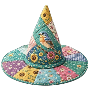 GAOSU Vintage Halloween Witch Hat Wide Brim Cosplay Pointed Wizard Hat Gothic Flower Party Hat Halloween