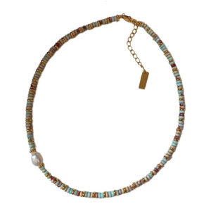 Colorful Bead Necklace Artificial Clavicle Chain Adjustable Length Neckchain Accessory for Women and Teen Girls