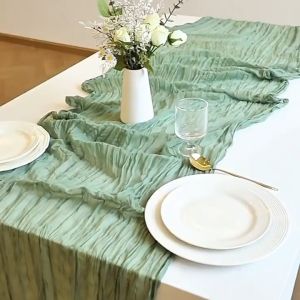 Cheese Cloth Table Runner Crinkle Gauze Rustic Soft Reusable Rectangle Wedding Party Dining Decor 90 300