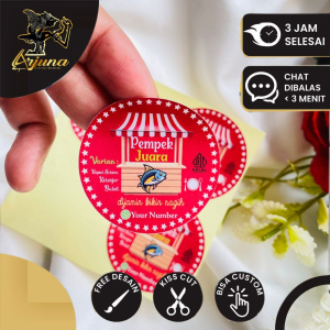 2-4Arjuna Sticker Print Label Kemasan Makanan Stiker Pempek Tekwan Khas Palembang Free Desain Custom