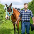 Frienda 4 Pieces Horse Fly Masks for Horses Horse Fly Mask with Ears Face Covering Elasticity Smooth and Comfortable Horse Mask with UV Protection(Large, Geometric). 