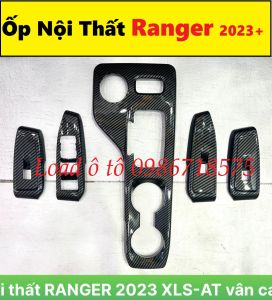 Ốp Nội Thất Xe Ford Ranger 2023-24 Mẫu Vân Carbon Bóng Bản XLS Số Tự Động Cao Cấp Thiết Kế Nhựa ABS Sẵn Keo Dán 3M