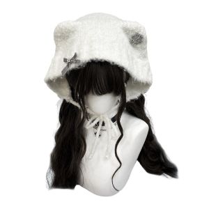 EASYEAH Cartoon Cat Ear Plush Knitted Hat Windproof Thickened Pullover Hats Comfortable Keep Warm Winter Hat For Woman Girls