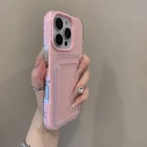 Sang trọng rõ ràng khe cắm thẻ chủ trường hợp điện thoại cho IPhone 16 15 14 11 13 12Pro Max ví 2 trong 1 mềm bảo vệ chống sốc kẹo bìa