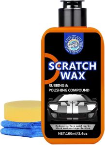 Car Scratch Remover Vehicles Paint Scratches Repair Wax Auto Swirl and Scuff Removal & Restorer Rubbing Compound Kit with Polishing Pad & Towel for Cars RVs Trucks & More s 100ML/3.4oz